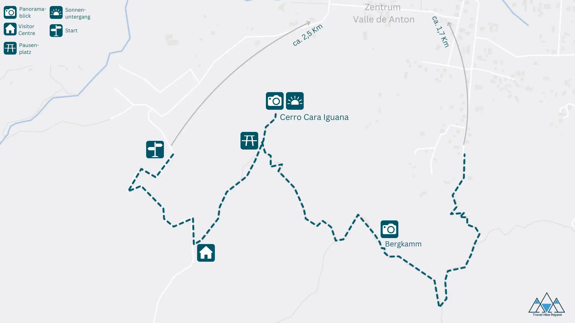 Wanderkarte: Wanderung zum Cara Iguana Viewpoint in Valle de Anton, Panama
